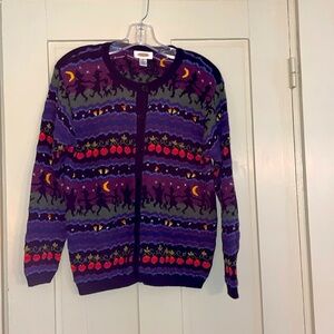 Talbots vintage Halloween handknit Fall cotton sweater, size M